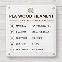 Filament d'imprimante 3D PLA WOOD Brand-Product - Diamètre 1,75 mm, double température 190°C/240°C, résistance à la traction 28 MPa, résistance à la flexion 62 MPa