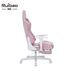Chaise de jeu pivotante convertible en cuir PU velours rose avec repose-pieds, chaise d'ordinateur ergonomique inclinable pour les filles gamers - Product Image 3
