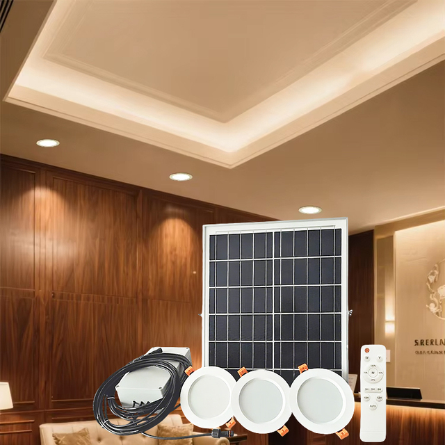 Solar Powered LED Ceiling Light Dimmable Remote Control 3 6 9 18W Round Recessed Indoor Home Lighting DC 6V