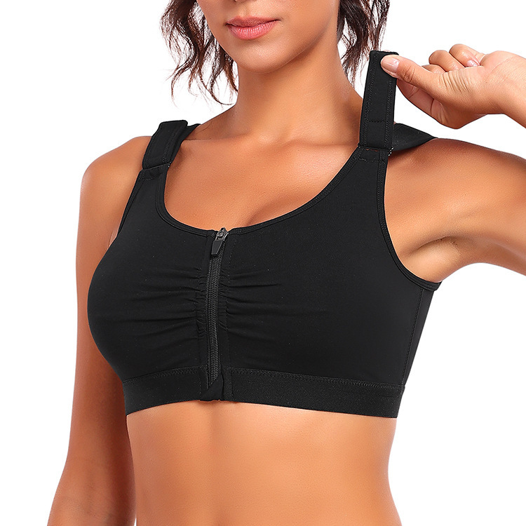 Wholesale New Arrival Breathable Knitted Push-Up Women's Yoga Sports Bra Wire Free 3/4 Cup Front Zipper Underwear OEM Supplier