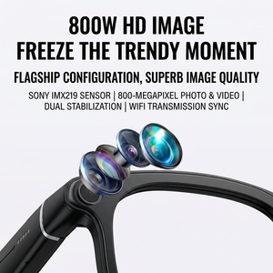Gafas Inteligentes con Cámara de 1200P, Estuche de Carga, Traducción por IA, Asistente de Voz, Pantalla LED de Batería, Protección UV y Audio - Product Image 6