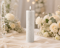 Bougie pilier 3D sans flamme à LED, sans fil, à piles, écologique, en cire de paraffine, avec base en plastique, pour la maison, les mariages et les festivals