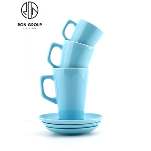 Cốc Cao Tái Sử Dụng Bằng Sứ Nhà Hàng Giá Rẻ Bán Buôn Cốc Cà Phê Gốm Màu Đen Mờ Sữa Trà Tùy Chỉnh Kèm Thìa Và Đĩa - Product Image 6