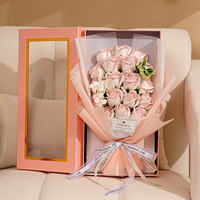 Bouquet de fleurs en peluche pour mariage Savon Fleurs Saint Valentin Cadeau bleu rose Anniversaire Fête des Mères Cadeau