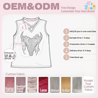 Tank Top Tanpa Lengan V-Neck Hitam Motif Silang untuk Anak Perempuan, Cetakan Leopard, Tengkorak Sapi, dan Bunga, Atasan Kasual Musim Panas untuk Anak, Pakaian Kustom