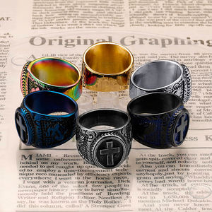 Le fabricant de bijoux chinois produit des bijoux à la mode en acier inoxydable 316L Logo Circular Rock Ring - Product Image 5