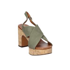 Sandalias de tacón para mujer Marco Tozzi, color verde militar, tacón de 9 cm, talla 37, plataforma, slingback - Product Image 4