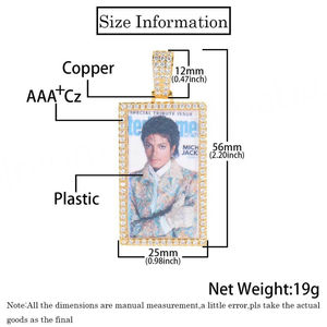 Collar con Colgante Rectangular Personalizado con Foto, Joyería con Micro Pavé de Circonita, Estilo Urbano FBKX014, Collar para Hombre - Product Image 2