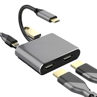 Hub USB 4 en 1, Doble HDTV 4k30hz, Carga PD 100W, Adaptador Convertidor Compatible, Estación de Acoplamiento Tipo-C para Laptop