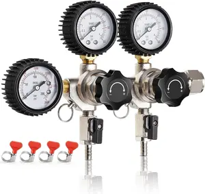 Cga320 Vat Co2 Regelaar Dual Co2 Regulator En Gas Spruitstuk Co2 Gasverdeler Met Biergasleiding Klemmen Slangklem Cadeau