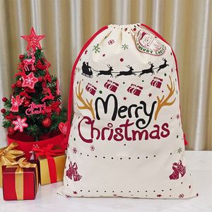 Customised <b>Large</b> Santa <b>Christmas</b> Drawstring Party Canvas <b>Gift</b> <b>Bags</b> Personalised with Logo and Size Folding Style - Product Image 3