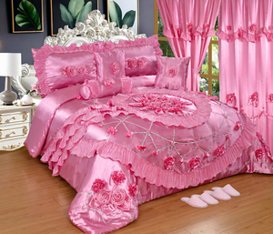 Royal Embroidered 12 Pieces Luxury <strong>Comforter</strong> Wedding Bedding <strong>Set</strong> With Curtains King Size Wholesale OEM ODM - Product Image 2