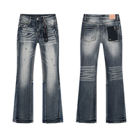 Pantalon en jean pour femme, coupe évasée, taille haute, cinq poches, coutures soignées, style moderne, vente en gros