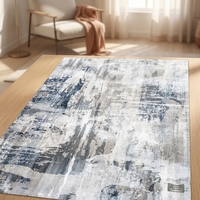 Abstrakter Muster-Teppich Moderner Wohnzimmer-Bodenteppich Neutraler Grau-Blauer Akzent-Teppich