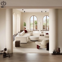 Canapé Courbe Moderne Beige Bouclé Crème Minimaliste Meubles de Foshan, Canapés Italiens de Luxe Design pour la Maison