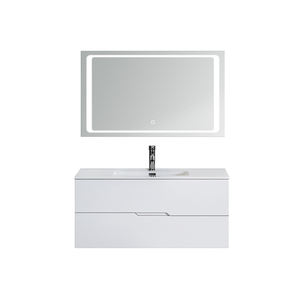 Gabinete de espejo de lavabo de estilo moderno para baño de esquina multiusos montado en la pared de 100cm con espejo LED - Product Image 2