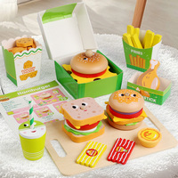 Ensemble de cuisine en bois pour enfants, hamburgers, frites, sandwichs, tartes aux œufs, jeu de cuisine éducatif, jouet pour enfants de 5 à 7 ans, emballage en boîte colorée