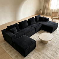 Grand canapé modulaire en forme de U, vertical, en peluche, sans structure, effet nuage, avec double fauteuil inclinable, sans assemblage