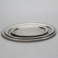 Plateau jetable écologique en acier inoxydable à paroi simple, technique de polissage métallique pour servir les plats lors du camping