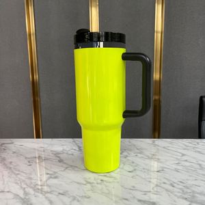 Gobelet H2.0 de 40 oz avec logo personnalisé, miroir jaune, plaqué noir, couleurs néon, vierge pour sublimation et gravure laser - Product Image 4
