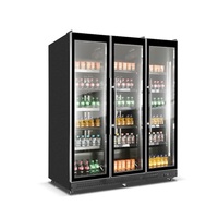 Réfrigérateur commercial à trois portes vitrées, vitrine réfrigérée pour bière, congélateur vertical sans givre pour magasin