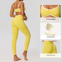 Ensemble de vêtements de sport pour femmes, sans couture, dos nu, respirant, séchage rapide, haute élasticité, soutien-gorge de sport, leggings, shorts, pour le yoga et les activités de plein air