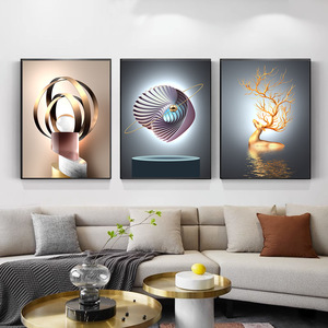 Decorazione domestica geometria arancione Poster di lusso arte da parete Cuadros pittura su <span class=keywords><strong>vetro</strong></span> moderno immagini opere d'arte stampa su tela astratta - Product Image 5