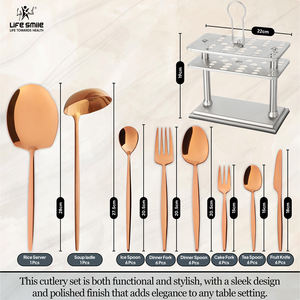 Juego de Cubiertos de Acero Inoxidable de 38 Piezas en Oro Rosa, Moderno y de Lujo, con Soporte Metálico, Resistente a la Oxidación y a la Decoloración, Ecológico, Juego de Cubiertos Premium - Product Image 3