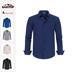 Camisa <span class=keywords><strong>de</strong></span> Manga Larga <span class=keywords><strong>para</strong></span> <span class=keywords><strong>Hombre</strong></span>, <span class=keywords><strong>para</strong></span> Negocios, Sin Elástico, Ajustada, Elástica en Cuatro Direcciones, Antiarrugas - Product Image 1