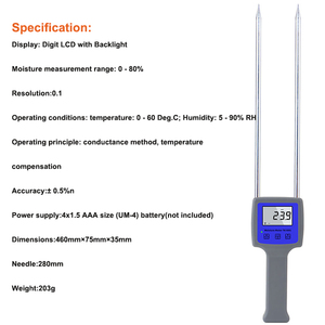 Medidor Digital de Umidade TK100W para Teste de Cavacos de Madeira com 0-80% de Conteúdo de Umidade para Tabaco, Grãos, Madeira e Pó de Serragem - Product Image 2