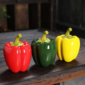 Simulación de verduras, pimientos verdes, latas de té, latas selladas, olla de almacenamiento china, adornos decorativos - Product Image 5