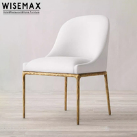 WISEMAX FURNITURE Charme raffiné design Vintage Cuivre Fer Cadre Hôtel Loisirs mobilier Tissu doux Loisirs Chaise pour maison chaleureuse