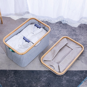 Collapsible Laundry <b>Basket</b> <b>Rectangle</b> Oxford Cloth Gray Khaki Black Clothing Organizer <b>Storage</b> <b>Basket</b> Bathroom Use - Product Image 3
