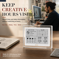Kylendar Calendrier intelligent en papier électronique acrylique de 7,5 pouces avec prévisions météo, heure mondiale, planificateur mensuel et recommandations musicales quotidiennes