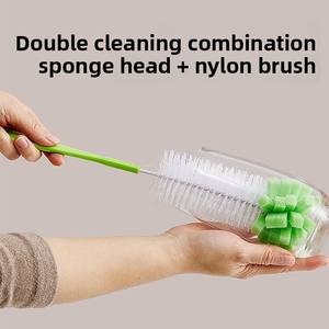 Customized Household Long-<b>Handled</b> Silicone PP <b>Sponge</b> Bottle Brush Scrubbing Style for Kitchen Cleaning Removable Baby-Friendly - Product Image 2