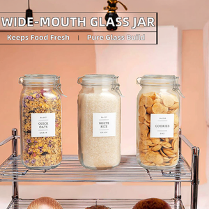 Tarros <span class=keywords><strong>de</strong></span> vidrio vacíos al por mayor para <span class=keywords><strong>miel</strong></span>, tarros <span class=keywords><strong>de</strong></span> vidrio <span class=keywords><strong>de</strong></span> boca ancha con tapa abatible para conservar la frescura <span class=keywords><strong>de</strong></span> té <span class=keywords><strong>y</strong></span> café, para uso en fiestas <span class=keywords><strong>y</strong></span> cocina. - Product Image 1