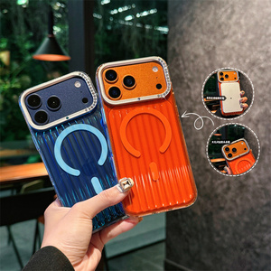 Nueva Funda Magnética para Teléfono con Diseño de Diamantes Láser y Corrugado para iPhone 17 16 15 14 Pro Max, con Rayas Degradadas y Cubierta Trasera IMD - Product Image 2