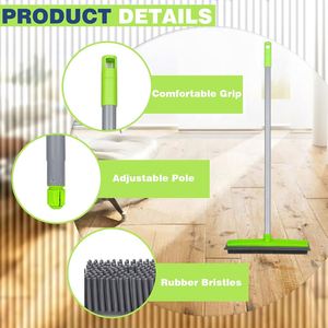 Adjustable <b>Rubber</b> Eco-Friendly Water Resistant Pet Hair Removal Broom Brush Dust Scraper Carpet Sweeper Wash Mop Telescopic - Product Image 5