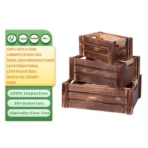 Set di 3 rustiche casse di nidificazione in <span class=keywords><strong>legno</strong></span> fattoria contenitore di stoccaggio in <span class=keywords><strong>legno</strong></span> scatole con manici ritagliati cestini in <span class=keywords><strong>legno</strong></span> per la visualizzazione - Product Image 1