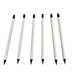 Crayons en bois noir personnalisés en usine, HB 2B, peinture blanche brillante, forme triangulaire, en vrac - Product Image 1
