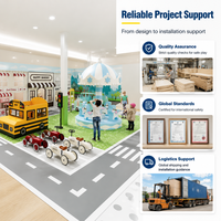 Équipement de jeu souple commercial : Mini-circuit routier scolaire avec bus et circulation pour centre de divertissement familial