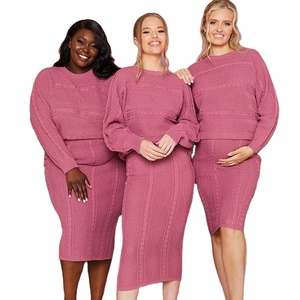 <span class=keywords><strong>Abbigliamento</strong></span> personalizzato gonna lavorata a maglia <span class=keywords><strong>donna</strong></span> maglione 2 pezzi Set - Product Image 1
