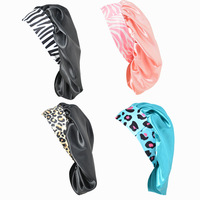 Nouveau bonnet de nuit élastique à large bord pour femme, extra large, en soie, imprimé léopard, à rayures, pour la douche