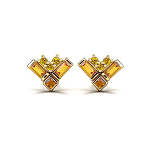 Boucles d'oreilles de luxe personnalisées Lotus en or 14K, serties de baguettes, pour tragus, hélix, conque, avec tige filetée, bijoux de corps pour fiançailles, piercing raffiné - Product Image 4