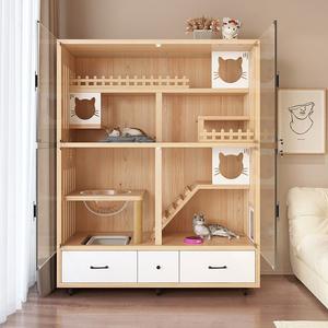 Elegante y moderno nido de gato para exteriores, cómoda Casa de Interior de madera maciza para gatos con cierre de botón, casas y muebles para <span class=keywords><strong>mascotas</strong></span>, jaulas de animales - Product Image 4