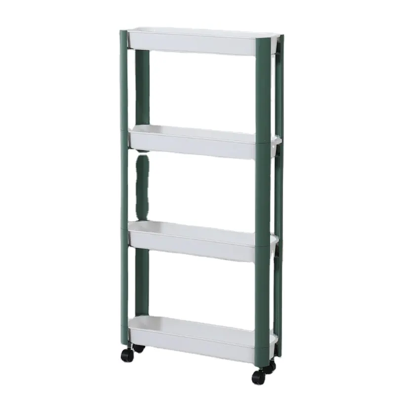 Wholesale 4 tier kitchen corner storage rack shelf with wheels