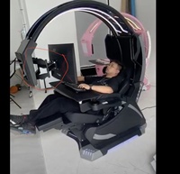 Super Rêve Pod zéro gravité inclinaison basculement PC chaise de course de jeux gaming cockpit avec haut-parleurs RGB LED soutien 1-2 écrans