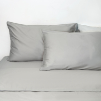 Ensemble de draps en satin 100% coton personnalisé, 400 fils, taille Queen King, gris, pour la maison, l'hôtel, luxe, respirant, doux