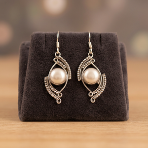 Pendientes de Perlas Elegantes de Plata 925, Joyería Fina Hecha a Mano con Perlas de Madreperla para Mujer, Ideales para Fiestas - Product Image 3