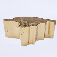 Table basse irrégulière en acier inoxydable, de haute qualité, sur mesure, or, unique, table basse